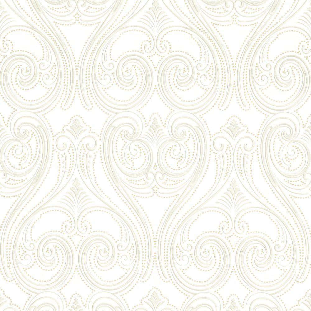 White Gold, cream-colored, intricate swirling damask patterns, SD Desktop Wallpaper