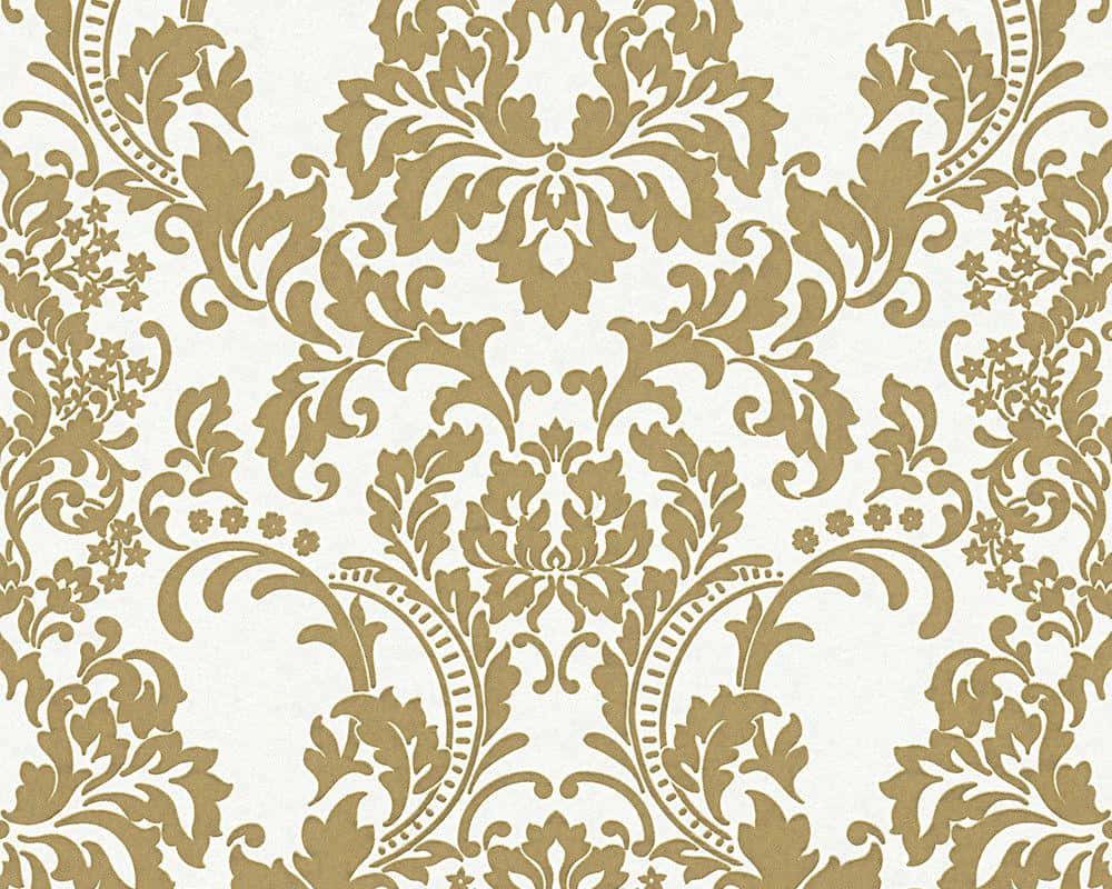 White Gold, damask floral pattern, cream background, SD Desktop Wallpaper