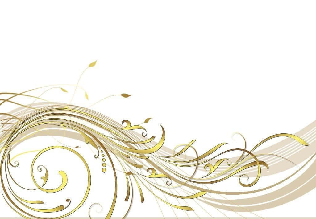 White Gold, golden swirls, delicate leaves, SD Desktop Wallpaper