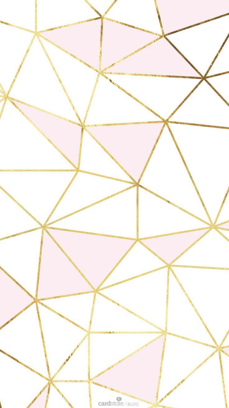 White Gold, gold foil lines, soft pink triangles, HD Phone Wallpaper
