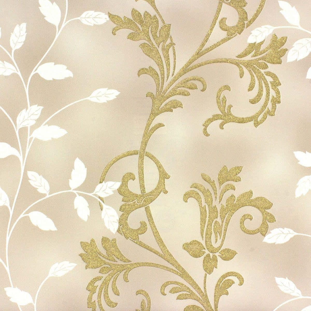 White Gold, gold glitter vines, white leafy branches, SD Desktop Wallpaper