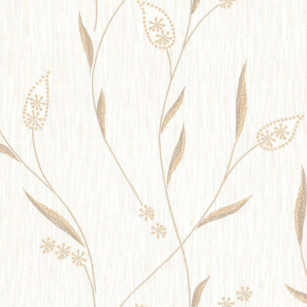 White Gold, cream wallpaper, gold floral vines, SD Desktop Wallpaper