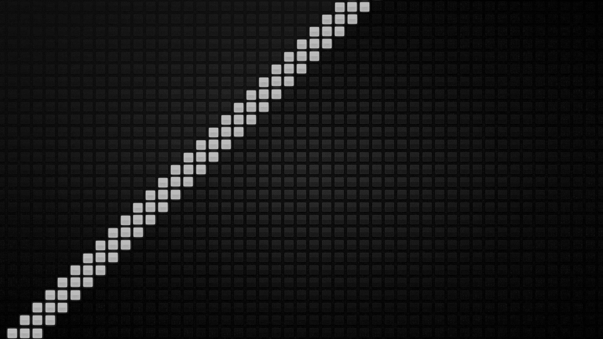 monochrome elegance, black and white aesthetic grid, glowing white pixel blocks, Full HD Desktop Wallpaper