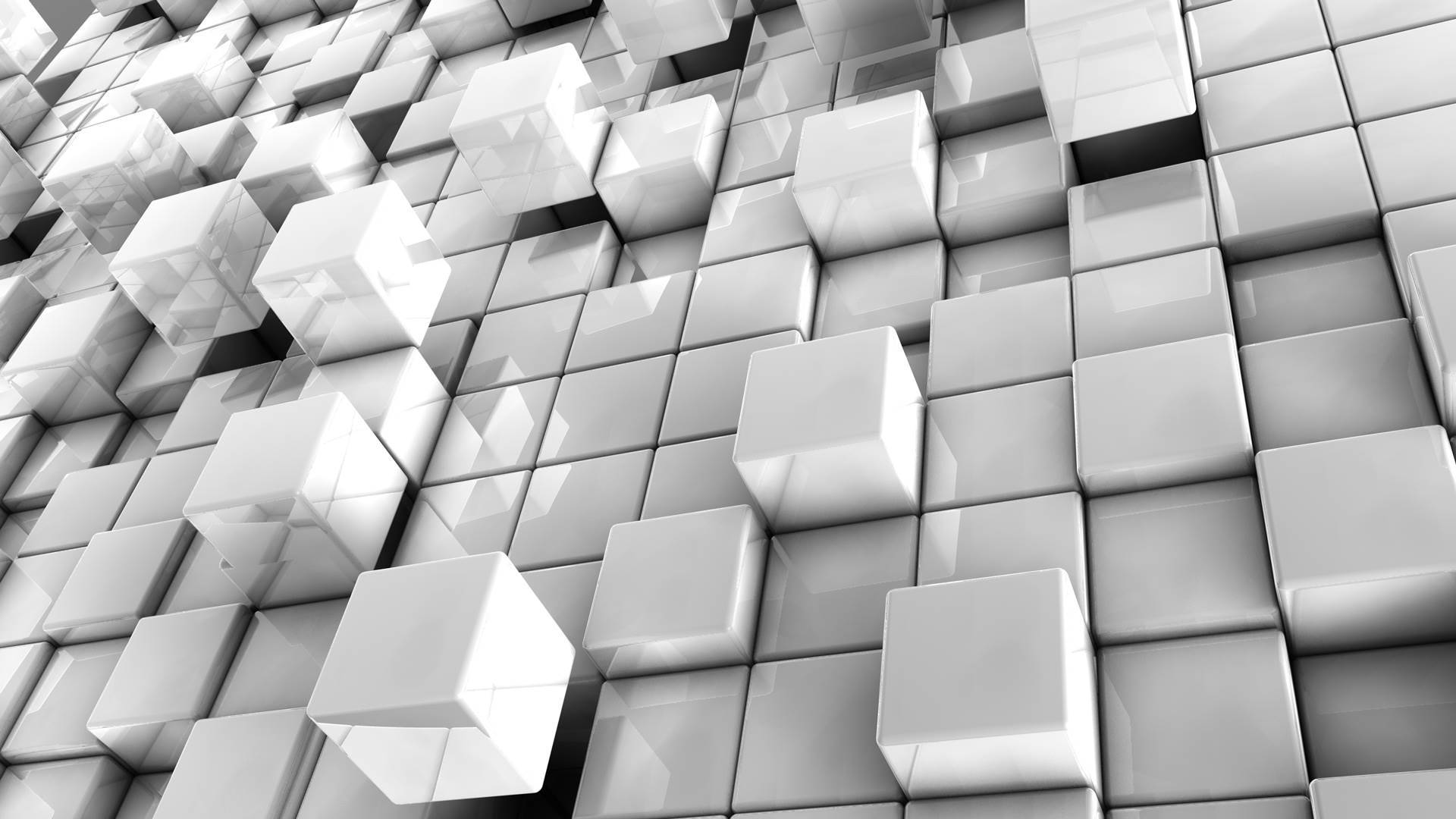 white HD, 3D Cubes, glossy white, Full HD Desktop Wallpaper