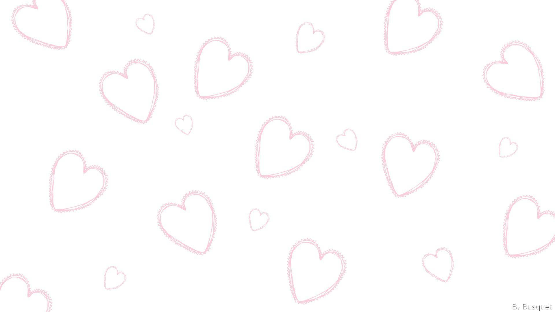 Pink White Heart, soft pink hearts, clean white background, Full HD Desktop Wallpaper