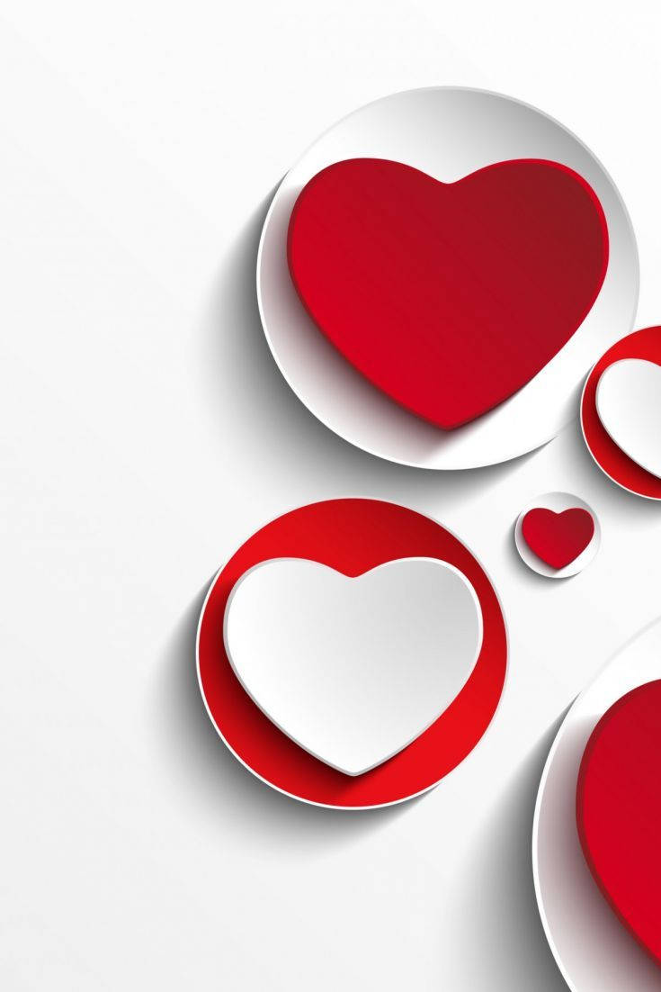 red and white heart, 3d-rendered, white background, SD Phone Wallpaper