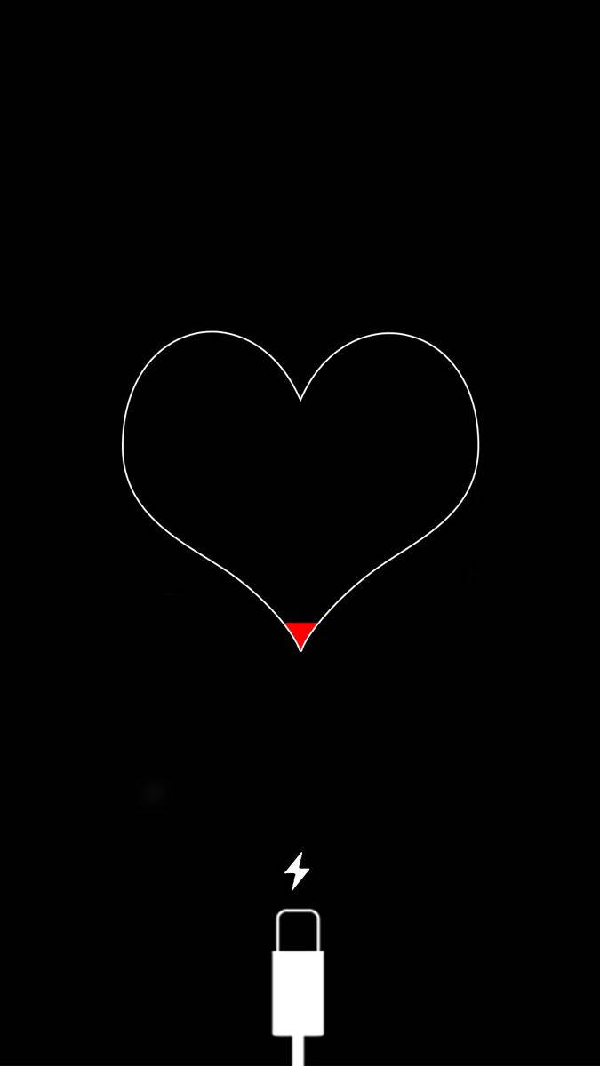 White Heart, red lightning bolt, charging cable, SD Phone Wallpaper