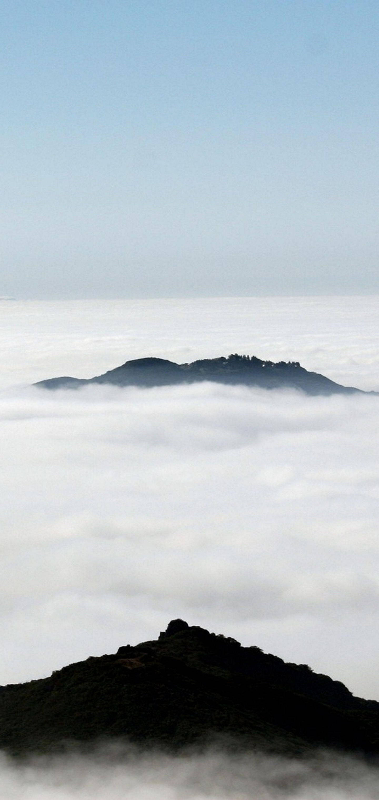 mountain peak, sea of clouds, clear blue sky, 2K Phone Wallpaper