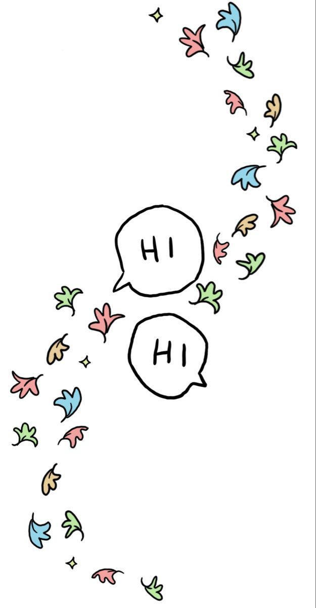 HI, speech bubbles, colorful autumn leaves, SD Phone Wallpaper