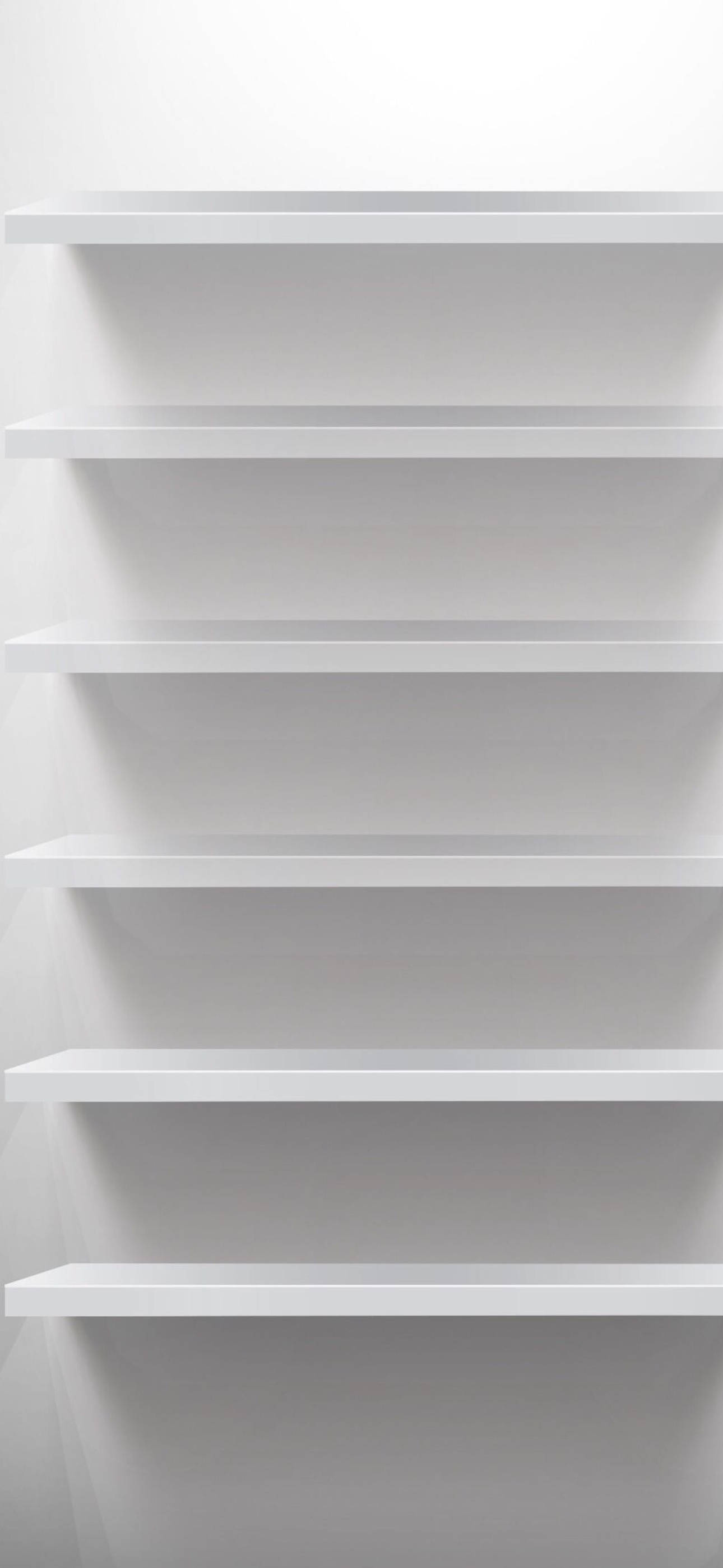 white shelves, floating shelves, plain wall, 2K Phone Wallpaper