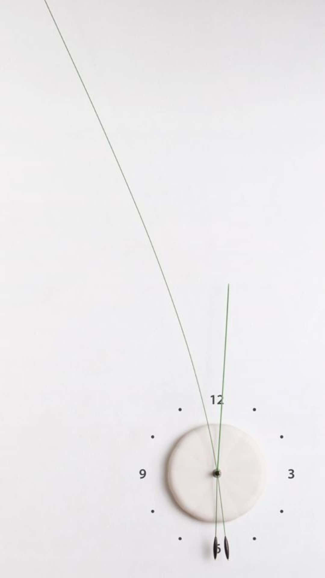 White iPhone, minimalist modern clock, thin green hands, Full HD Phone Wallpaper