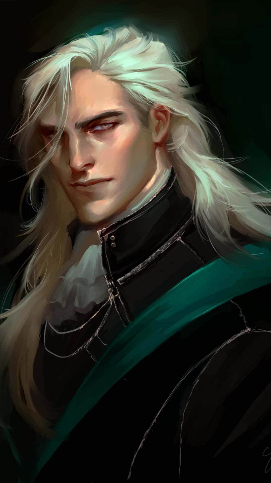 long white hair, intense red eyes, black coat, Full HD Phone Wallpaper
