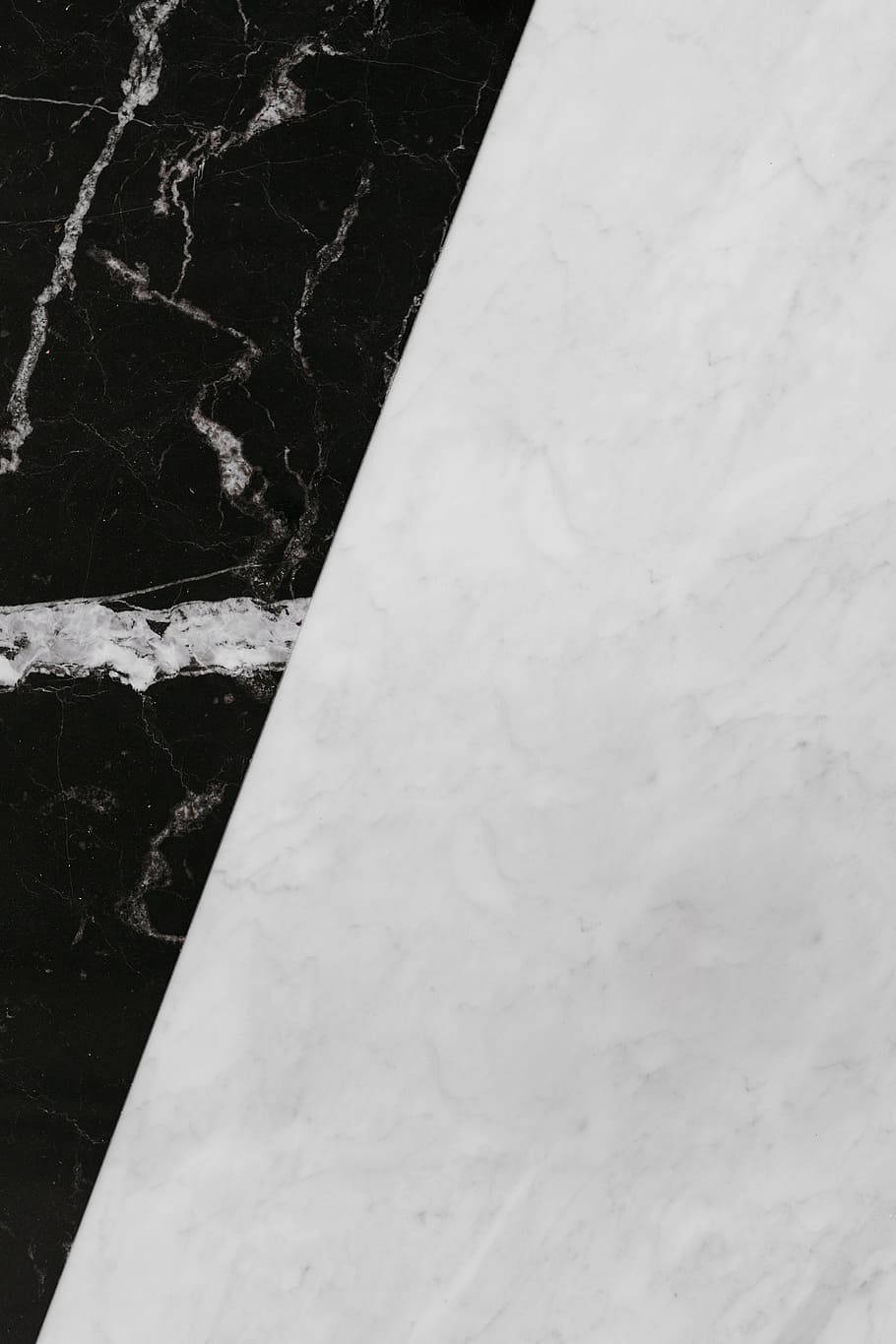 White Marble HD, black and white marble textures, natural veining patterns, HD Phone Wallpaper