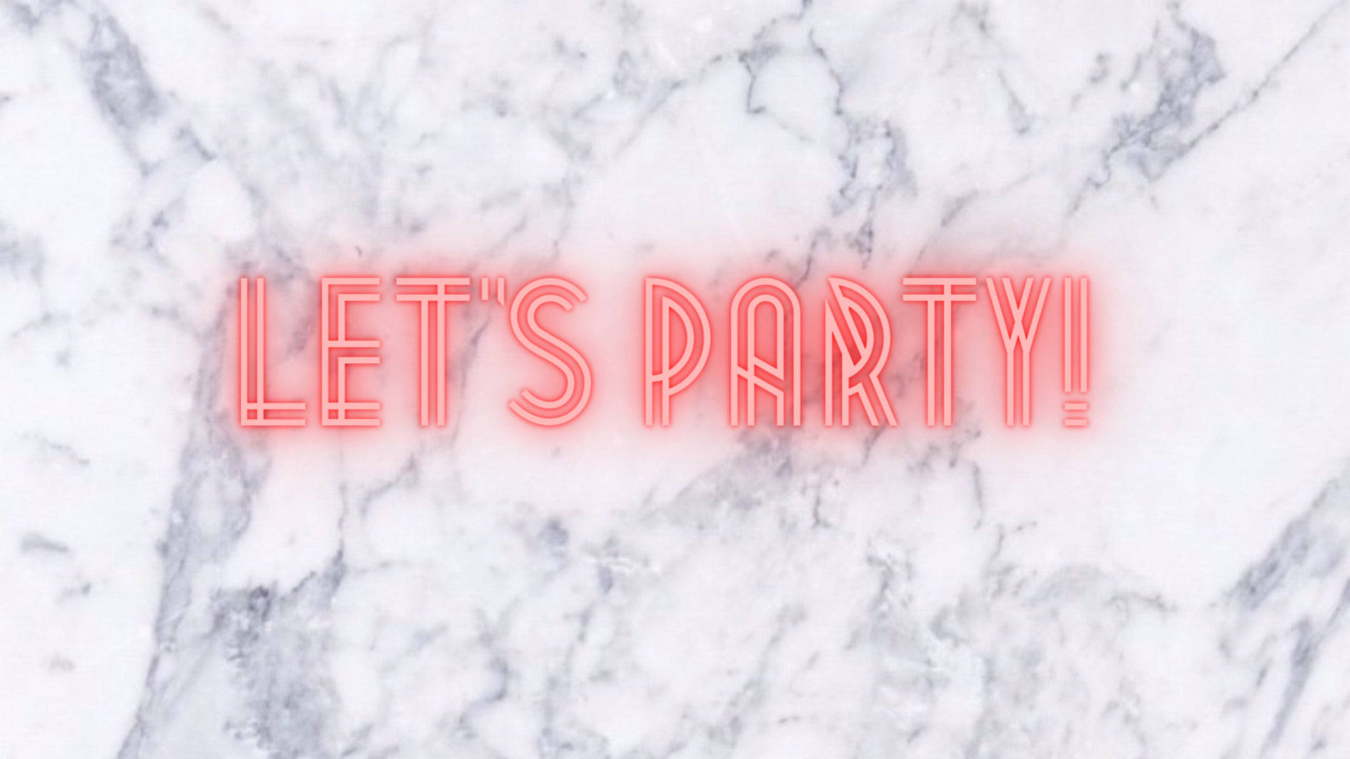 LET'S PARTY!, pink neon sign, white and gray marble background, Full HD Desktop Wallpaper