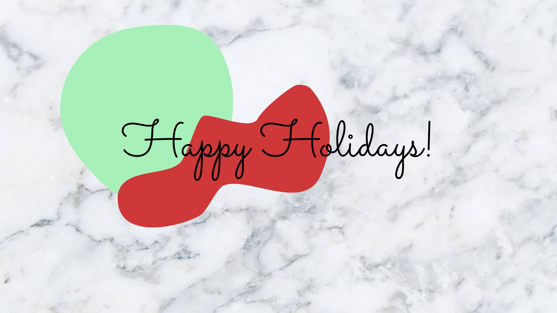 White Marble, cursive script, abstract red and green shapes, Full HD Desktop Wallpaper