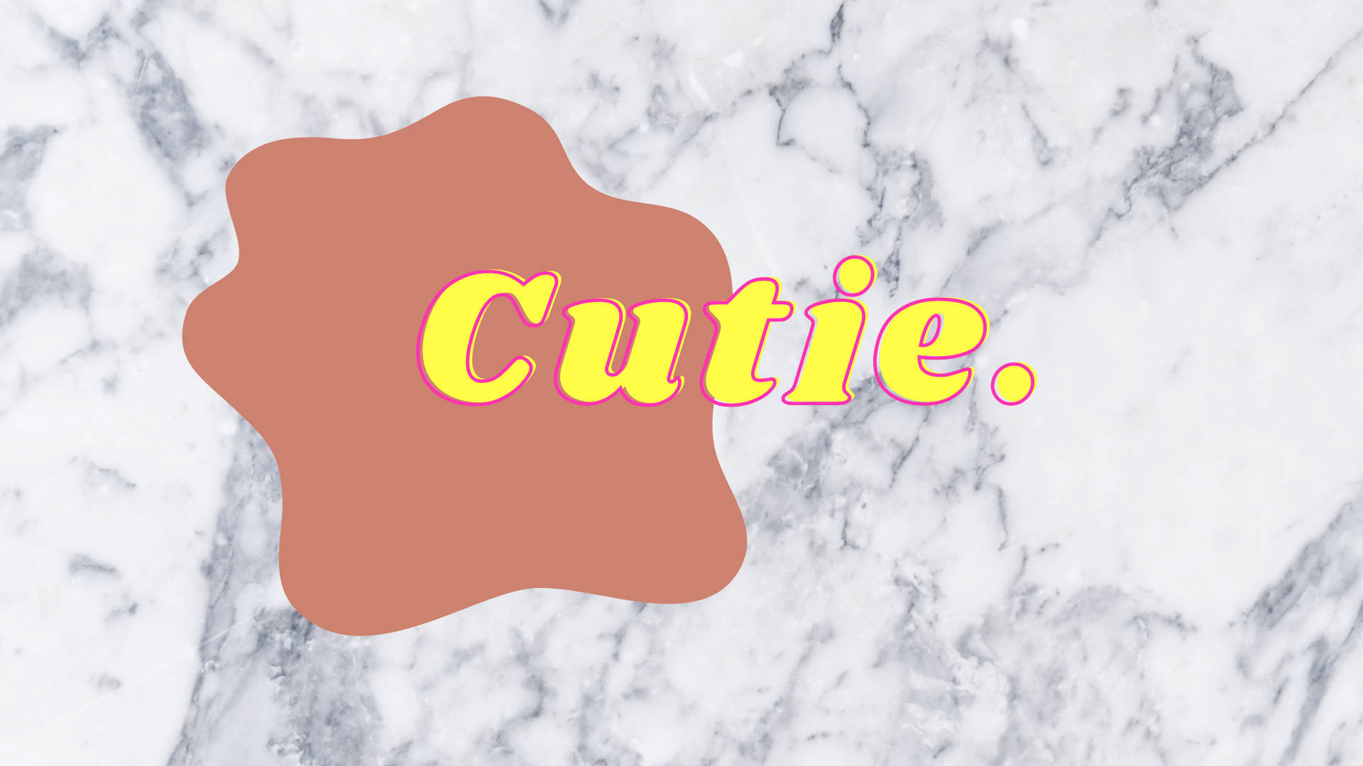 Cutie, bold yellow letters, pink outline, Full HD Desktop Wallpaper