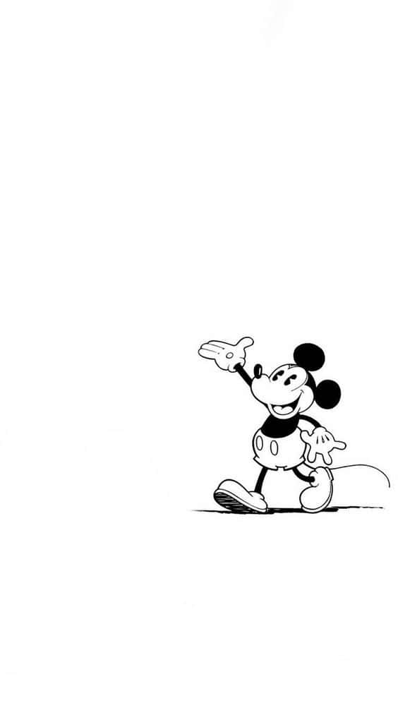 White Mickey Mouse, Mickey Mouse, black and white line drawing, SD Phone Wallpaper