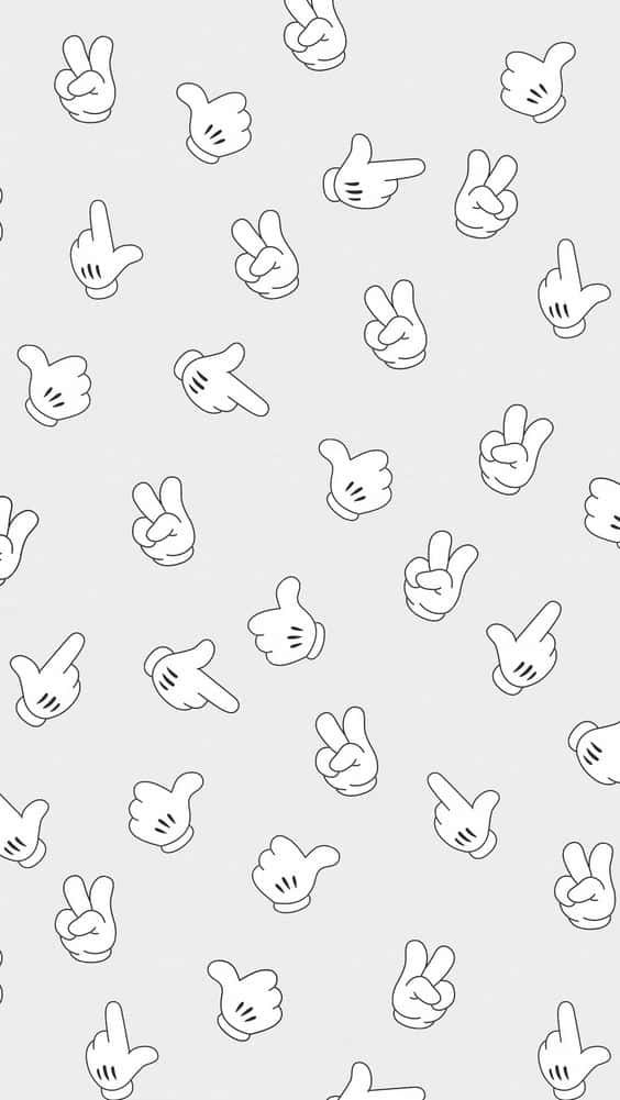 White Mickey Mouse, Mickey Mouse, peace gesture, SD Phone Wallpaper