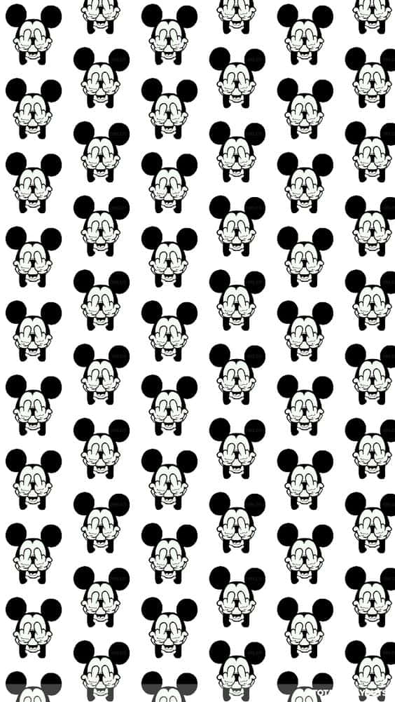 White Mickey Mouse, Mickey Mouse, black and white pattern, SD Phone Wallpaper