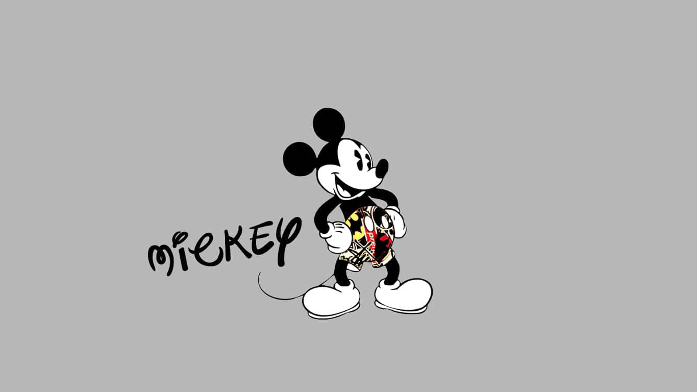 Mickey Mouse, white outfit, colorful patterned shirt, HD Desktop Wallpaper