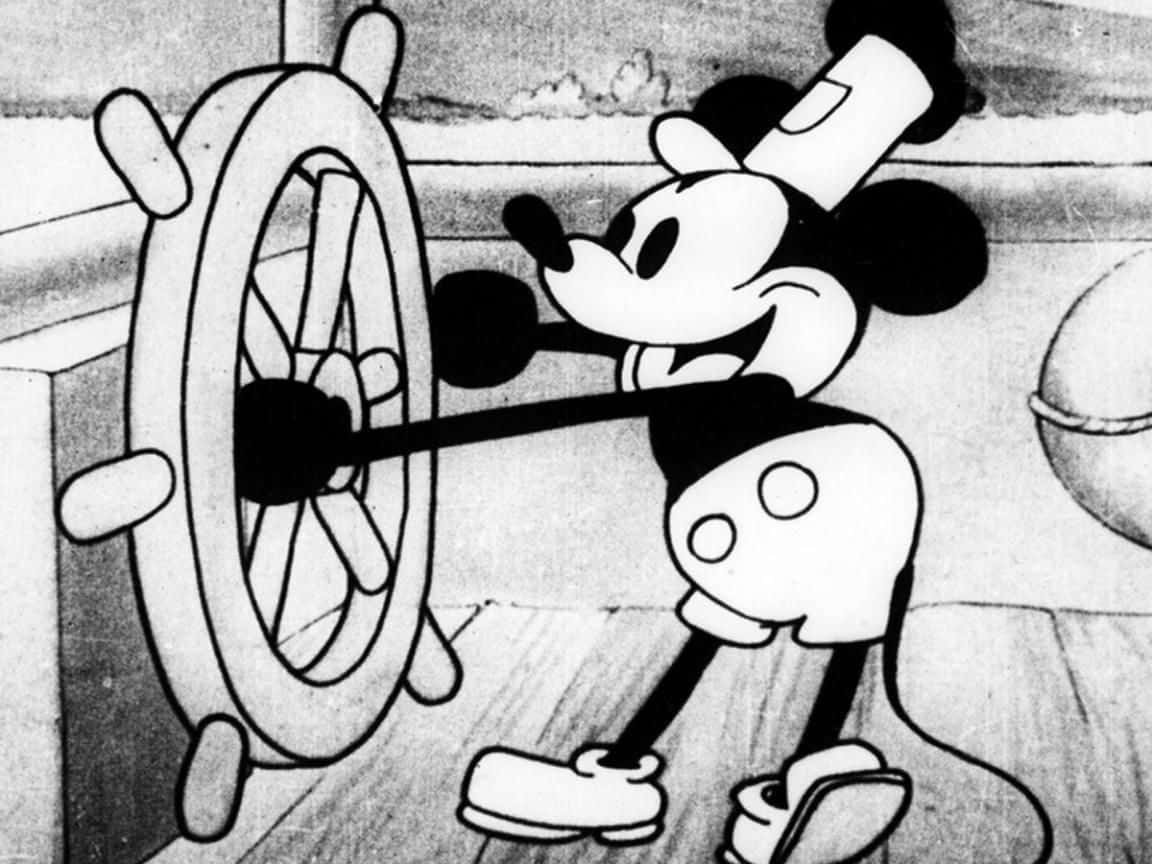 White Mickey Mouse, Mickey Mouse, ship's wheel, SD Desktop Wallpaper