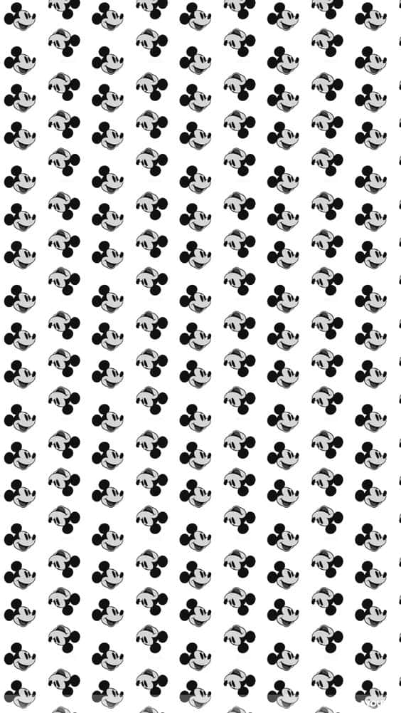 White Mickey Mouse, Mickey Mouse, black and white pattern, SD Phone Wallpaper
