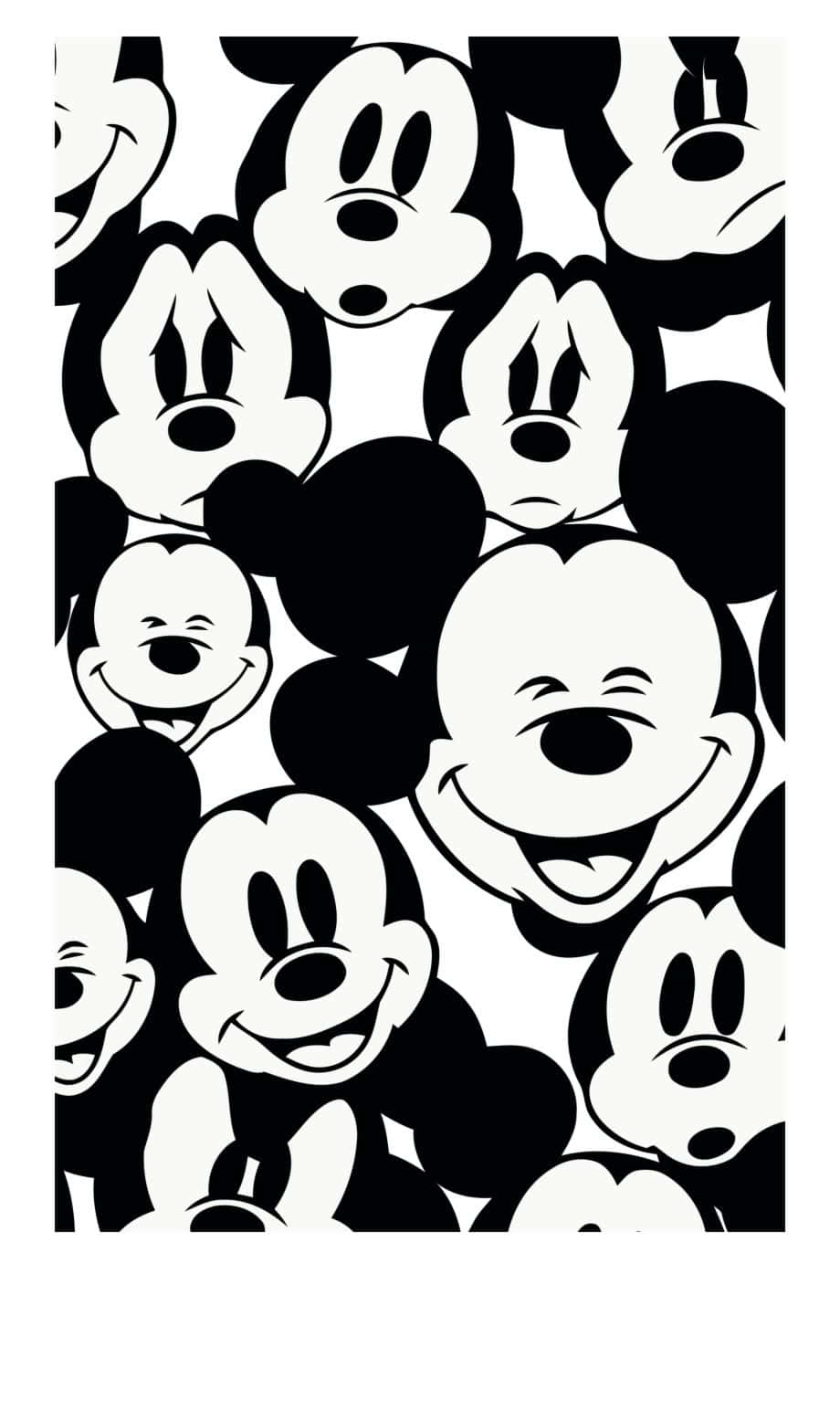 Mickey Mouse, black and white, repeating pattern, HD Phone Wallpaper