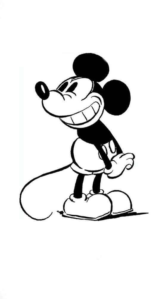 White Mickey Mouse, Mickey Mouse, black and white, SD Phone Wallpaper