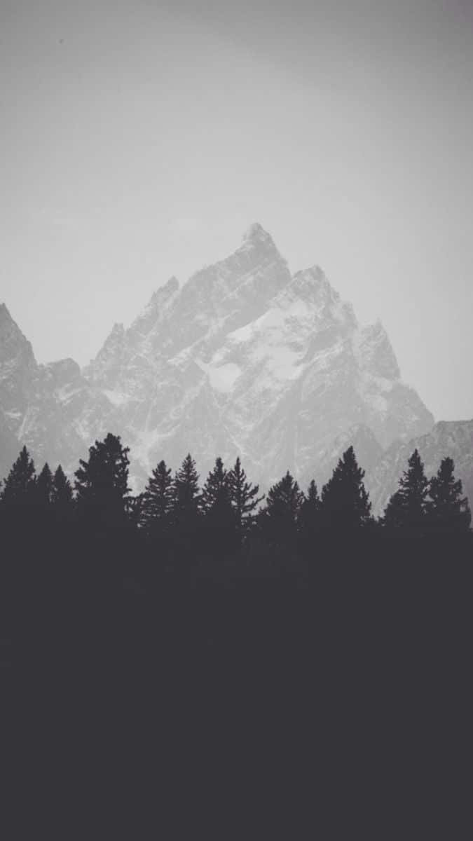 white minimalist iPhone, monochrome mountain peak, hazy sky, SD Phone Wallpaper