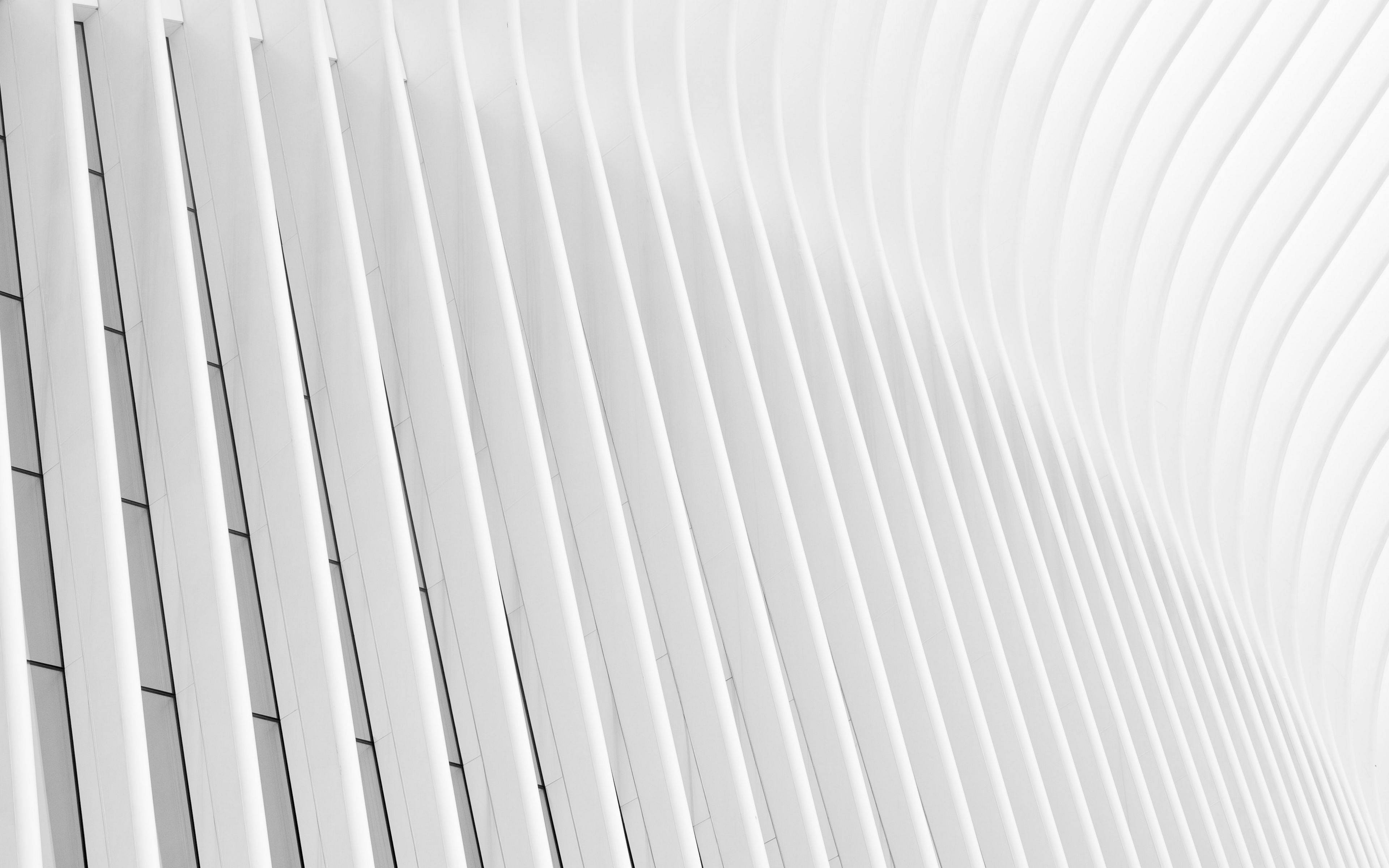 white, curved architectural panels, sharp diagonal lines, 4K Desktop Wallpaper