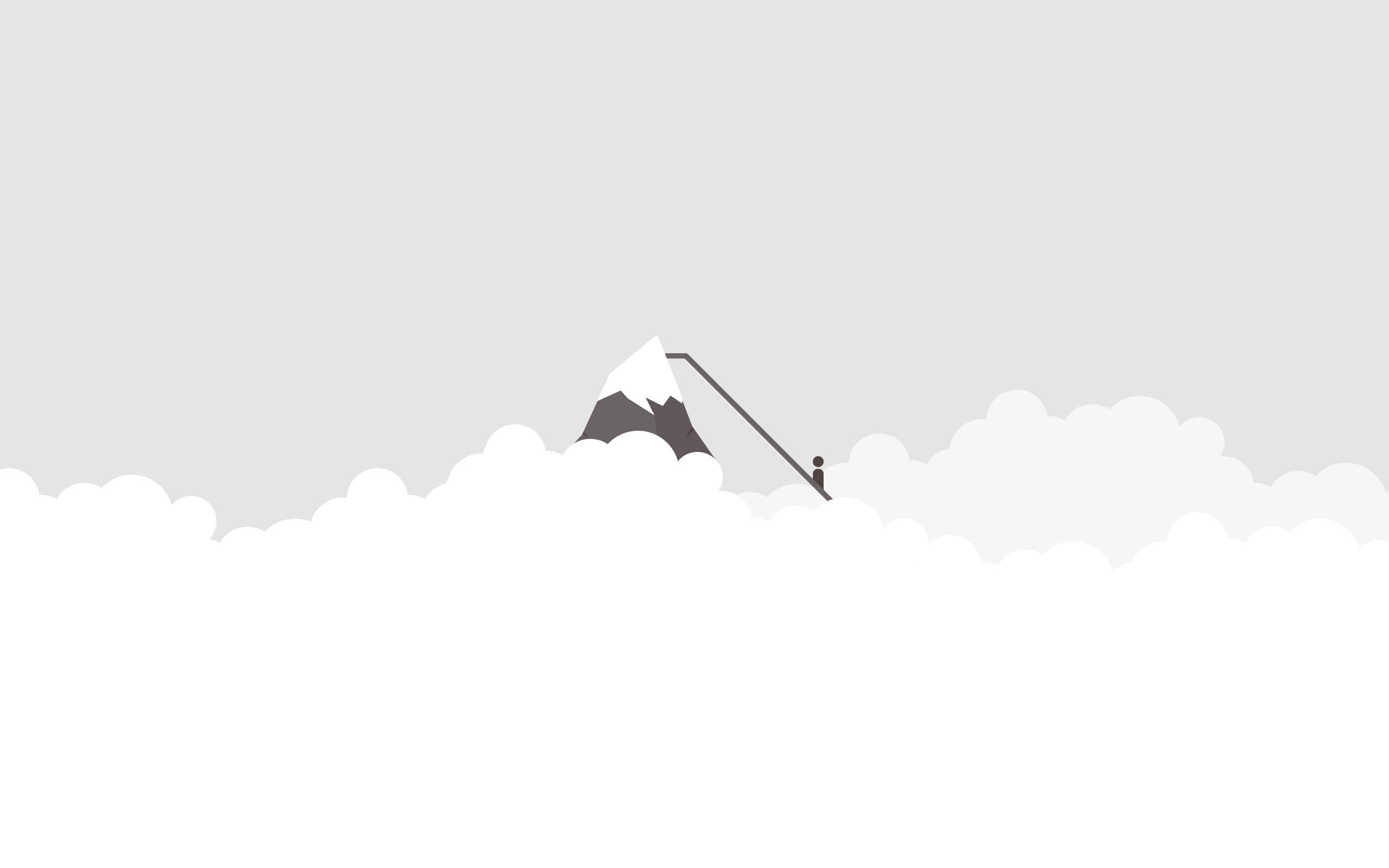 mountain peak, snow-capped mountain peak, lone climber, 2K Desktop Wallpaper