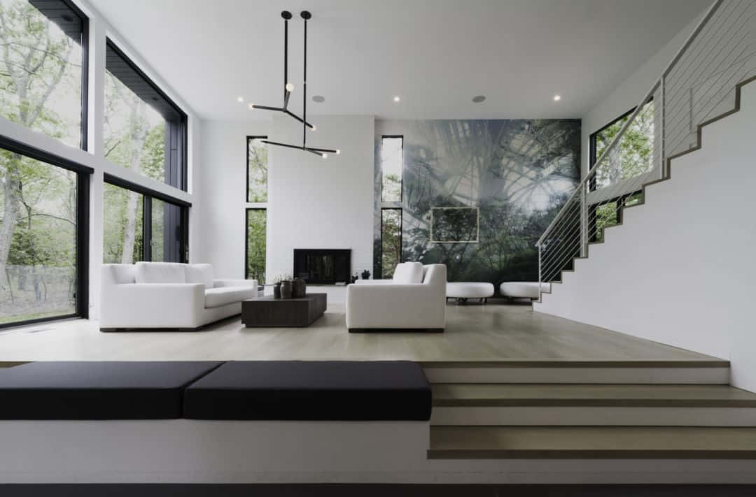modern living room, white furniture, large windows, SD Desktop Wallpaper