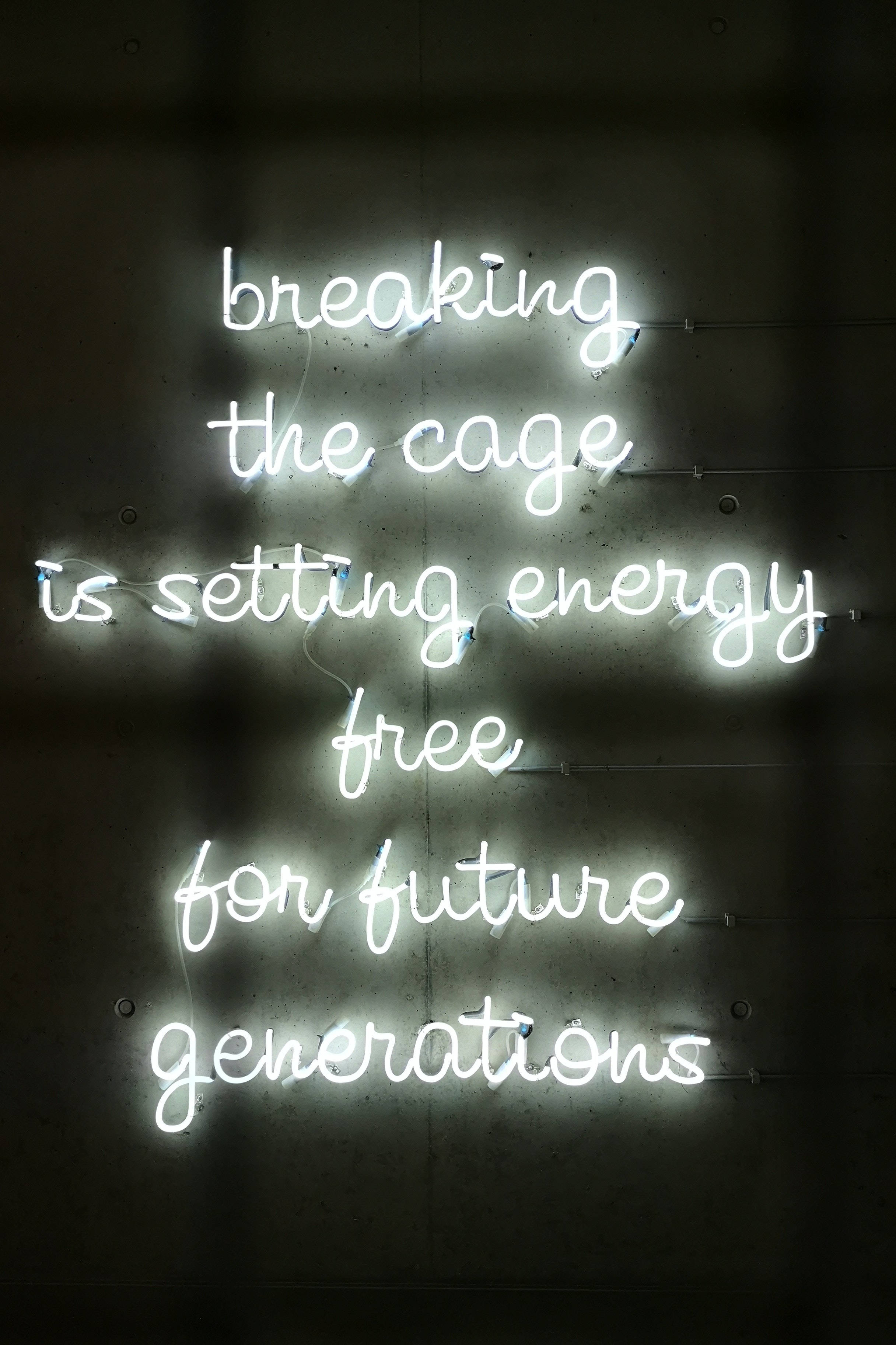White Neon Aesthetic, glowing white neon sign, cursive text, 2K Phone Wallpaper