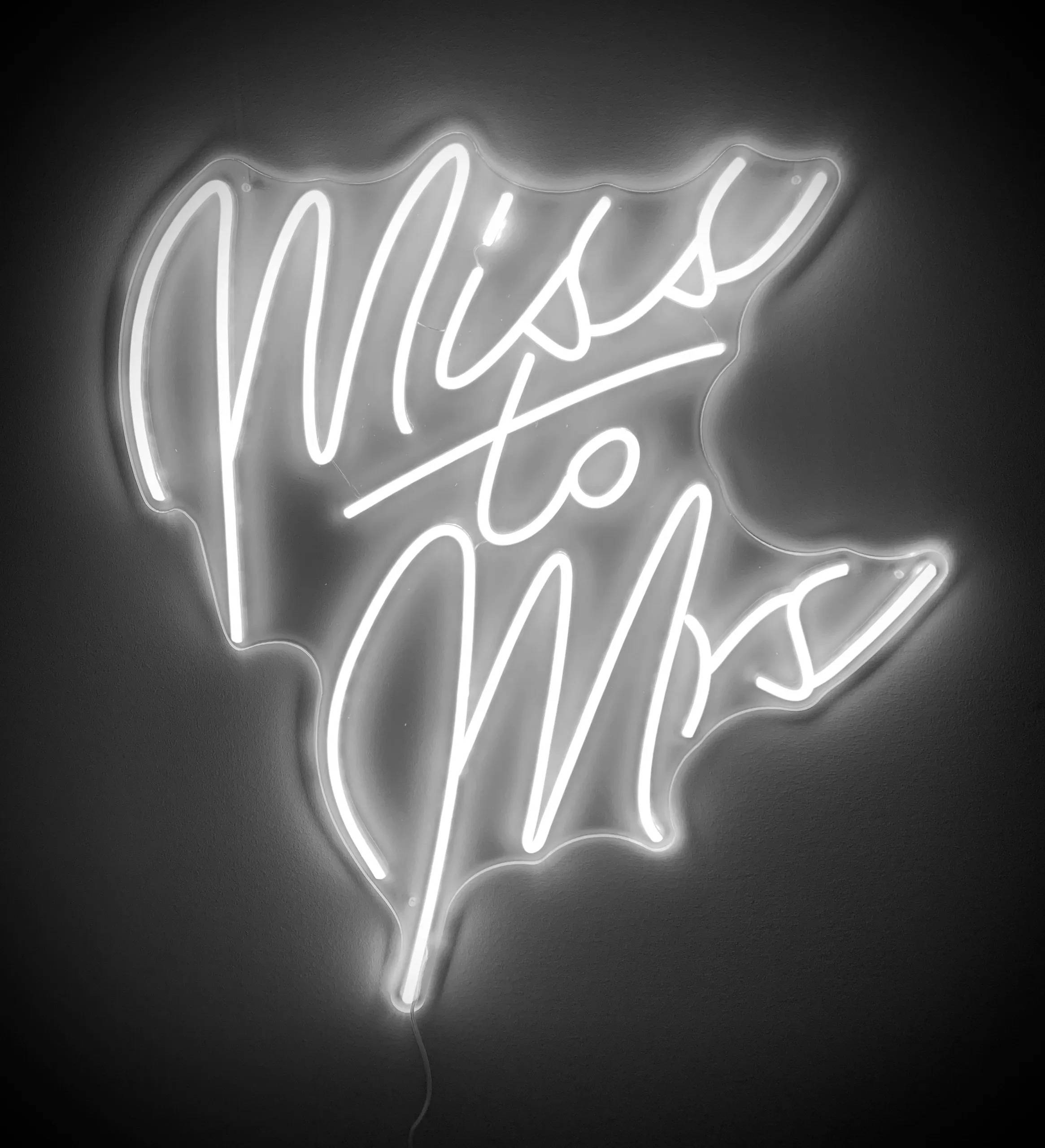 Miss to Mrs, white neon sign, heart, 2K Phone Wallpaper