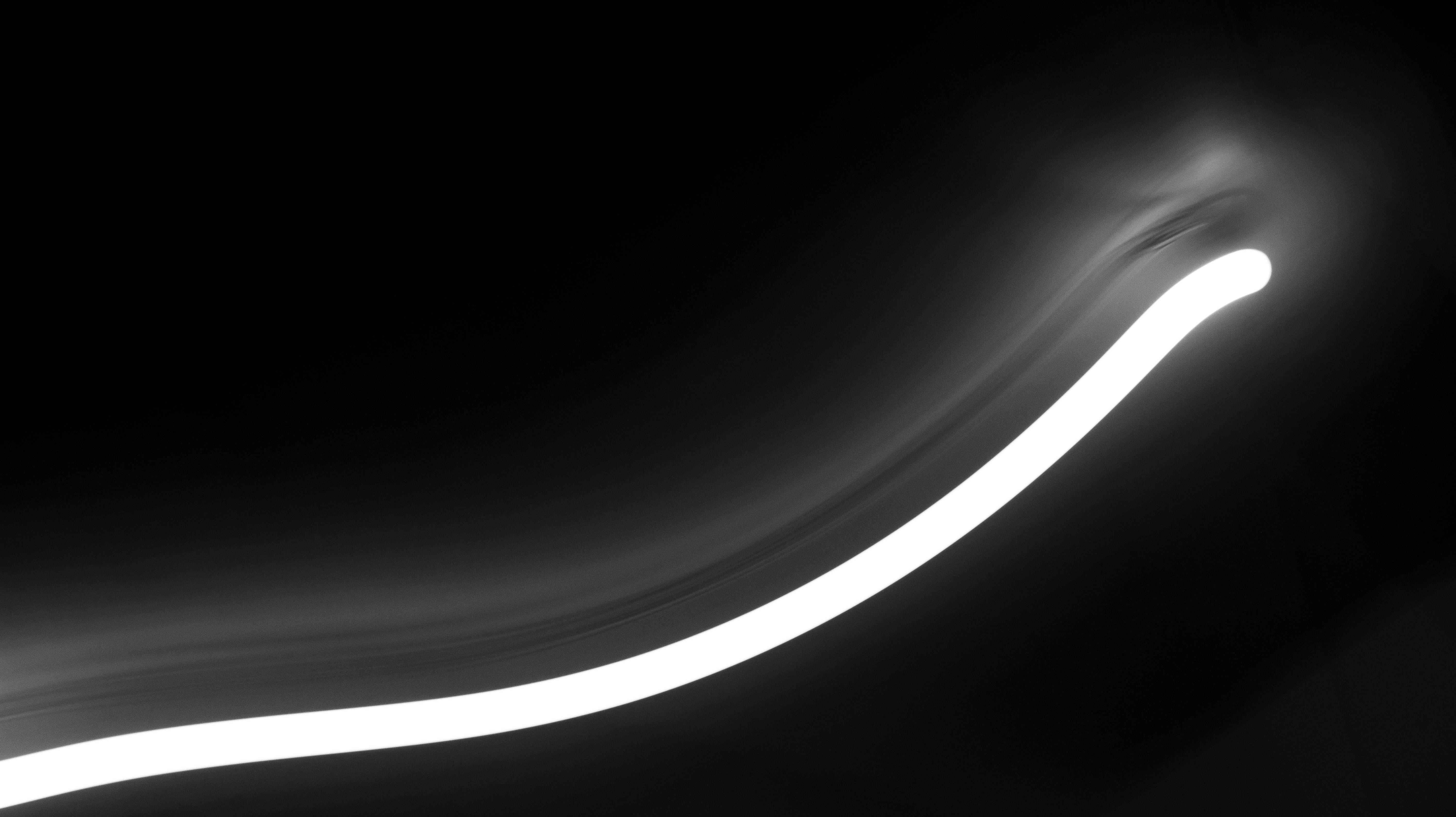 white neon, glowing white curved line, dark gradient background, 5K Desktop Wallpaper