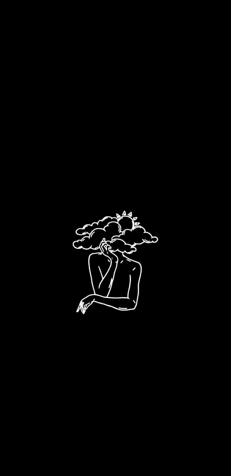 white neon, black background, white line drawing, HD Phone Wallpaper