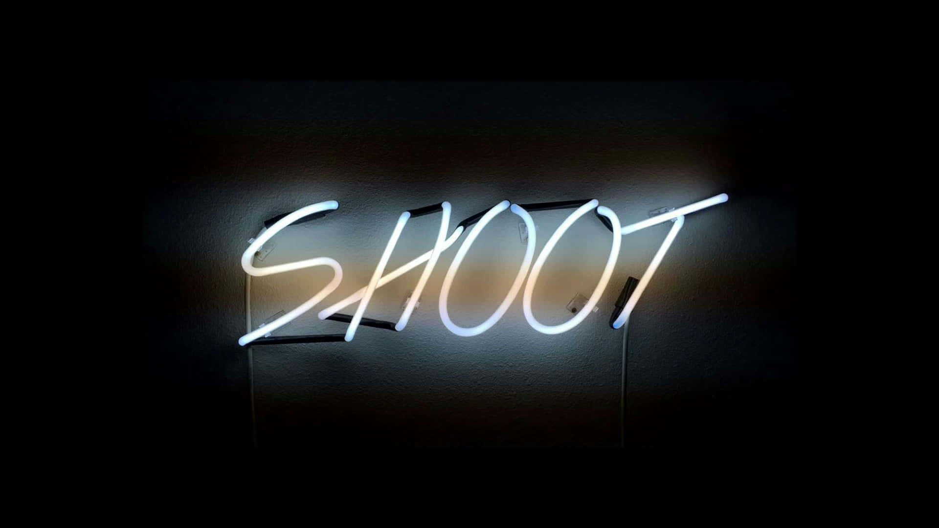 white neon, neon sign, SHOOT, Full HD Desktop Wallpaper
