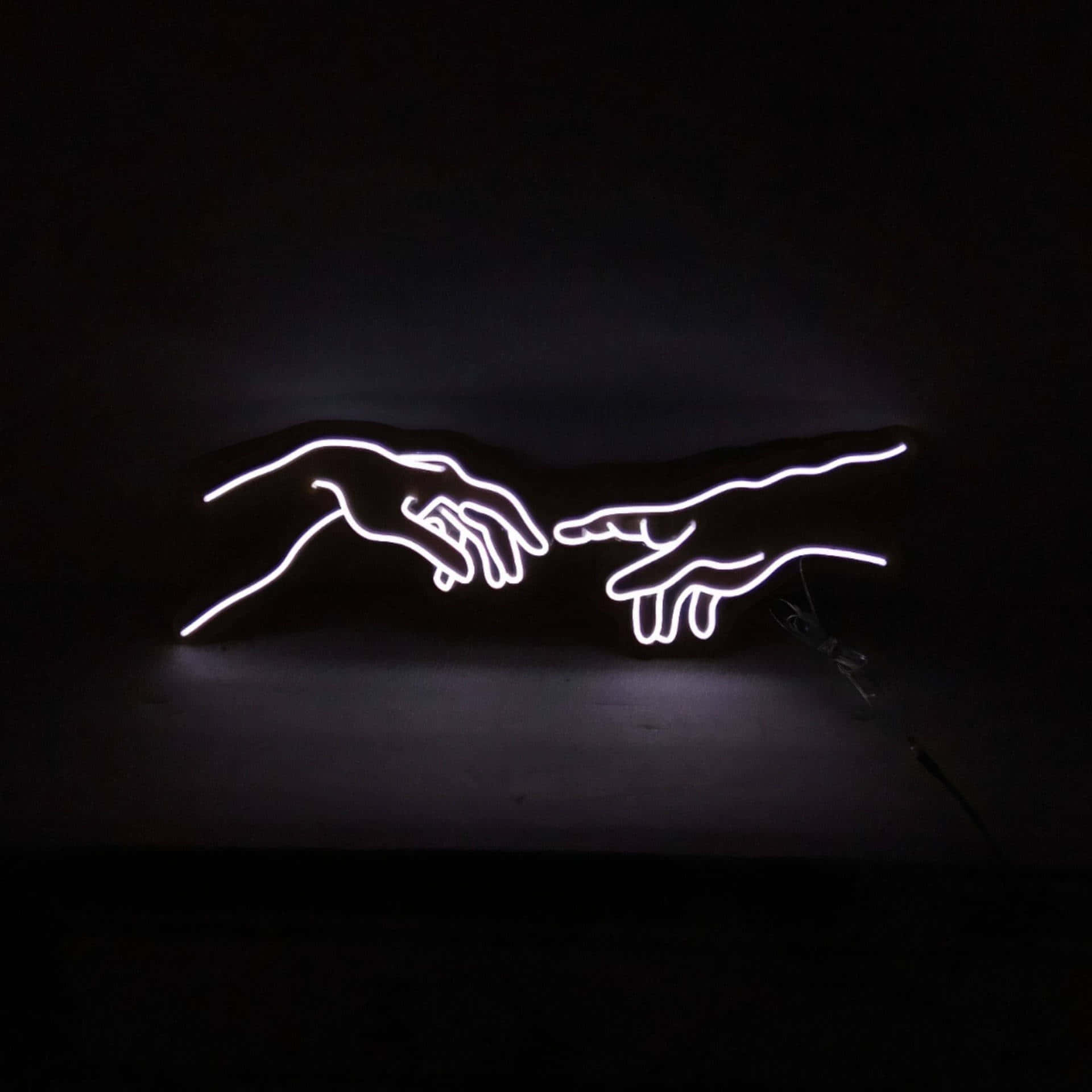 White Neon, neon sign, creation of adam, Full HD Desktop Wallpaper