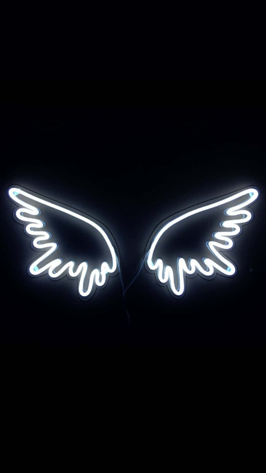 White Neon, angel wings, glowing white neon, Full HD Phone Wallpaper
