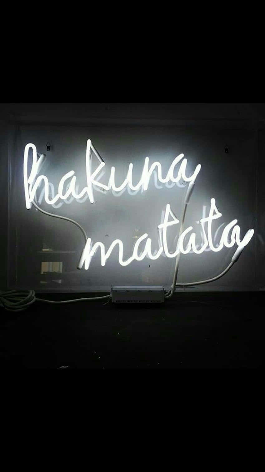 White Neon, hakuna matata, cursive, HD Phone Wallpaper