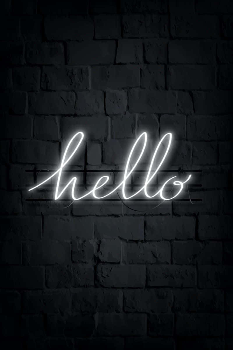 White Neon, hello, glowing white cursive neon sign, SD Phone Wallpaper