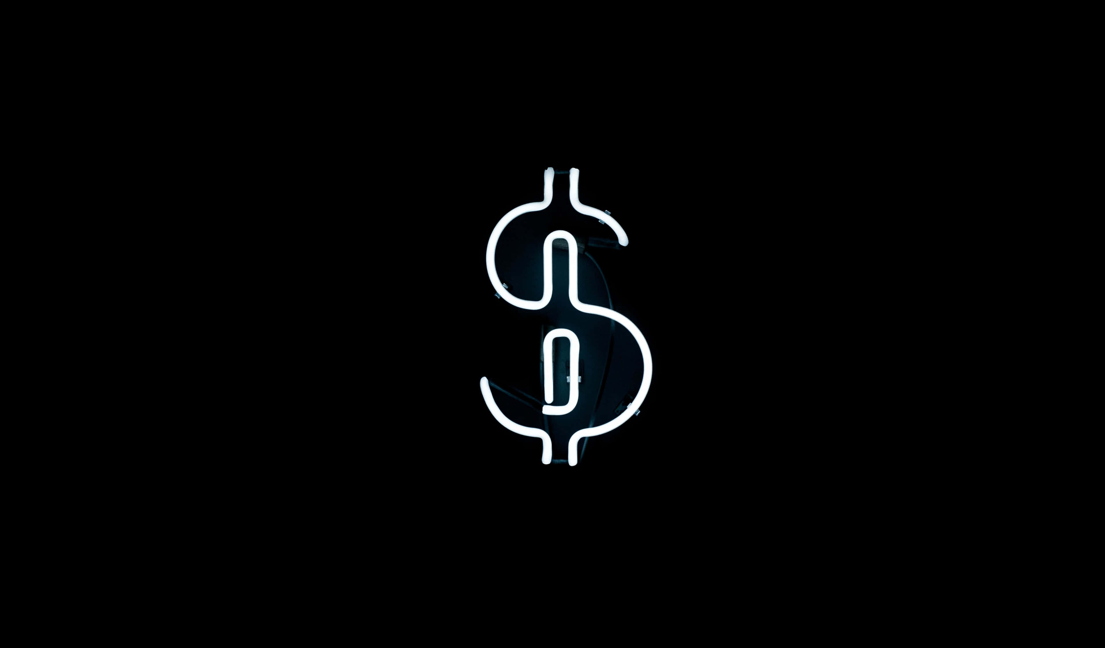 White Neon, dollar sign, neon, 4K Desktop Wallpaper