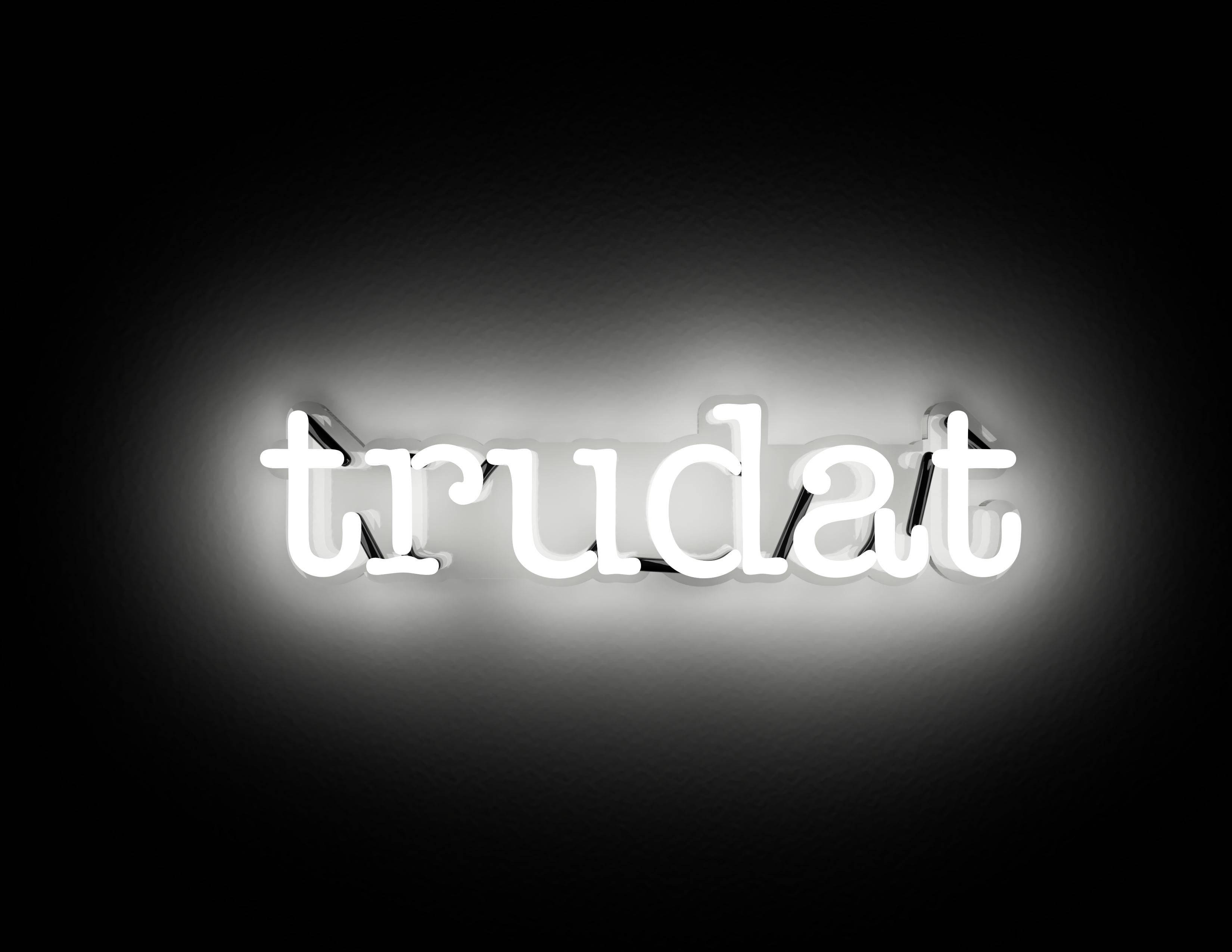 trudat, white neon sign, glowing, 2K Desktop Wallpaper