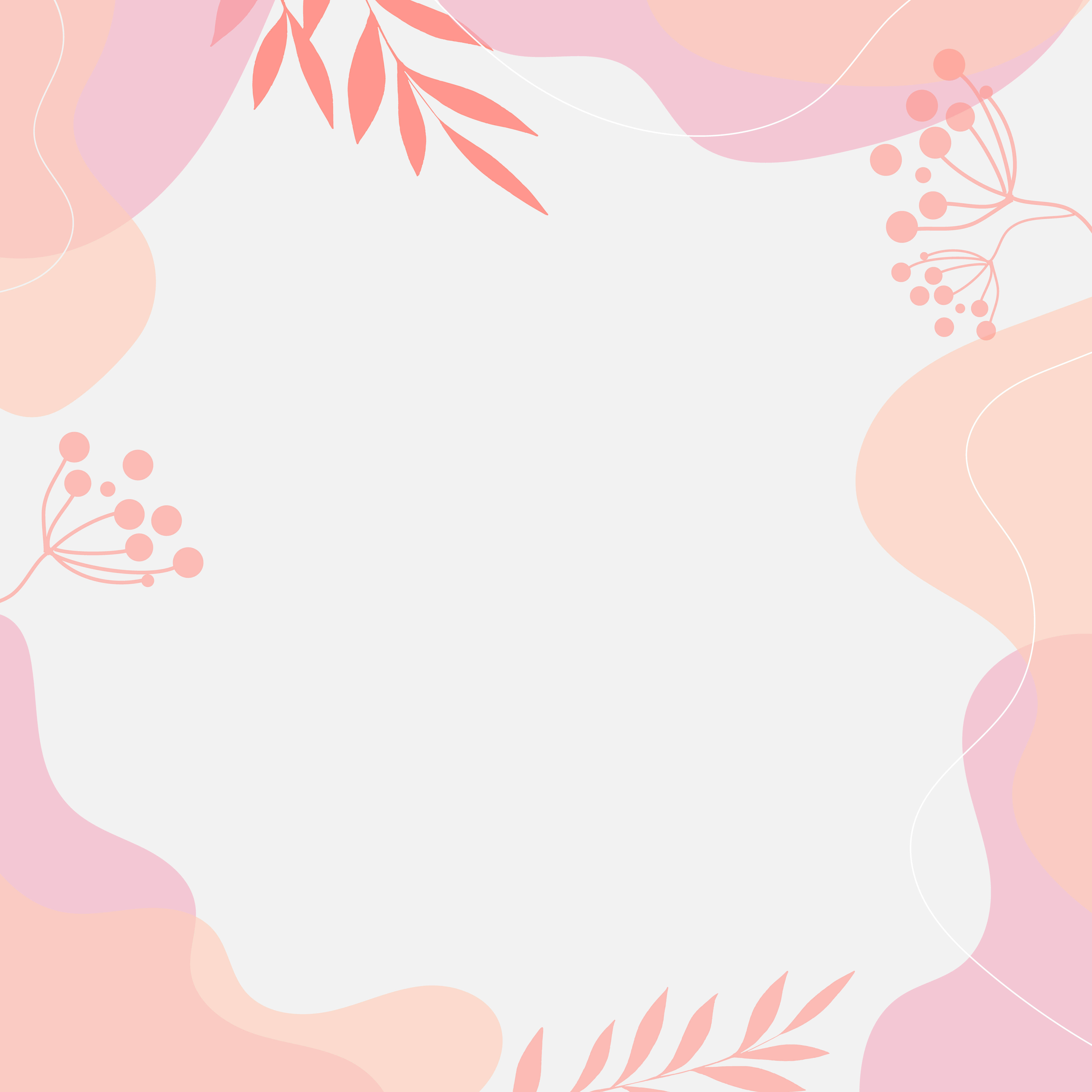 White Pastel, soft pink abstract shapes, delicate leafy branches, 5K Desktop Wallpaper