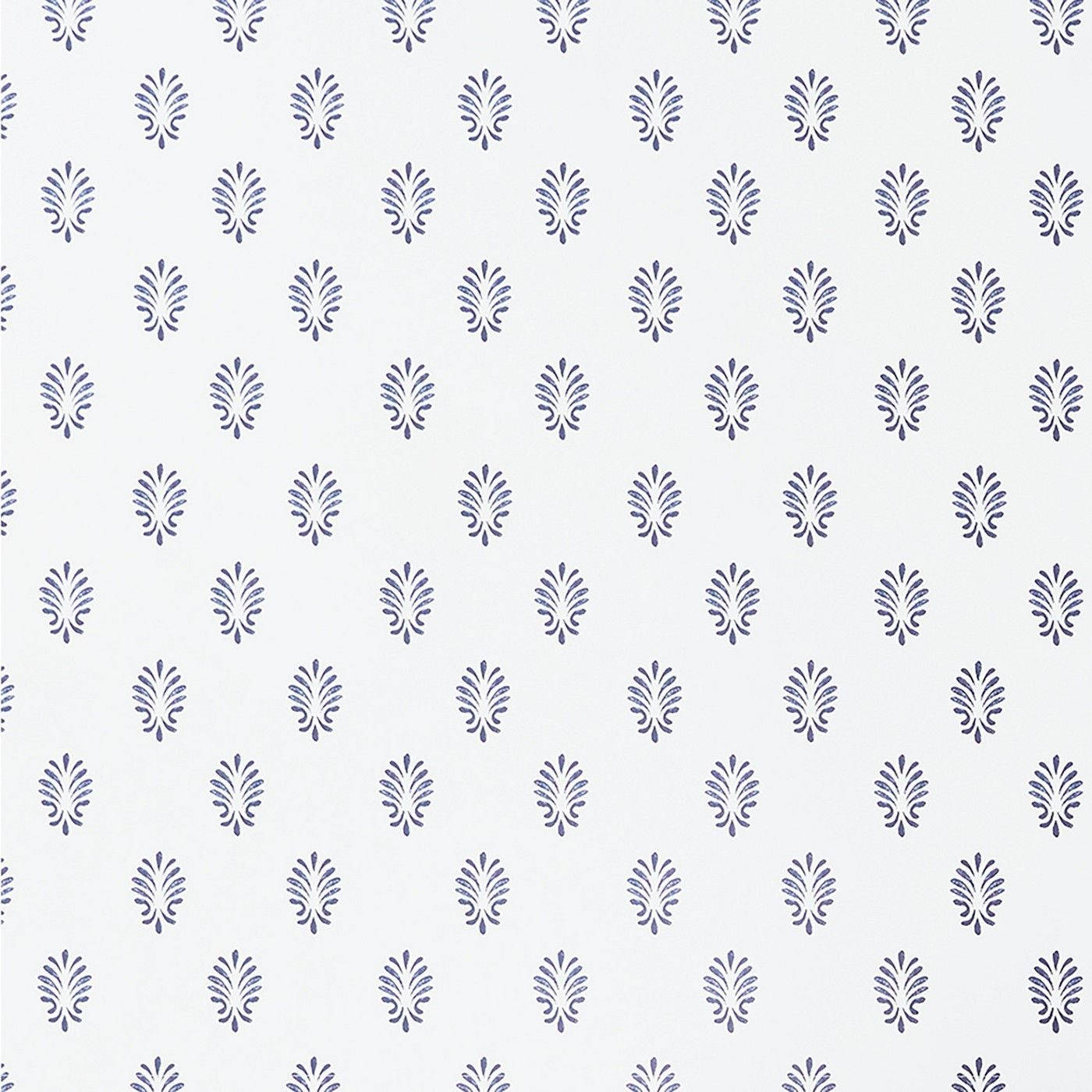 floral navy blue and white pattern, stylized purple leaf motifs, soft off-white background, HD Desktop Wallpaper