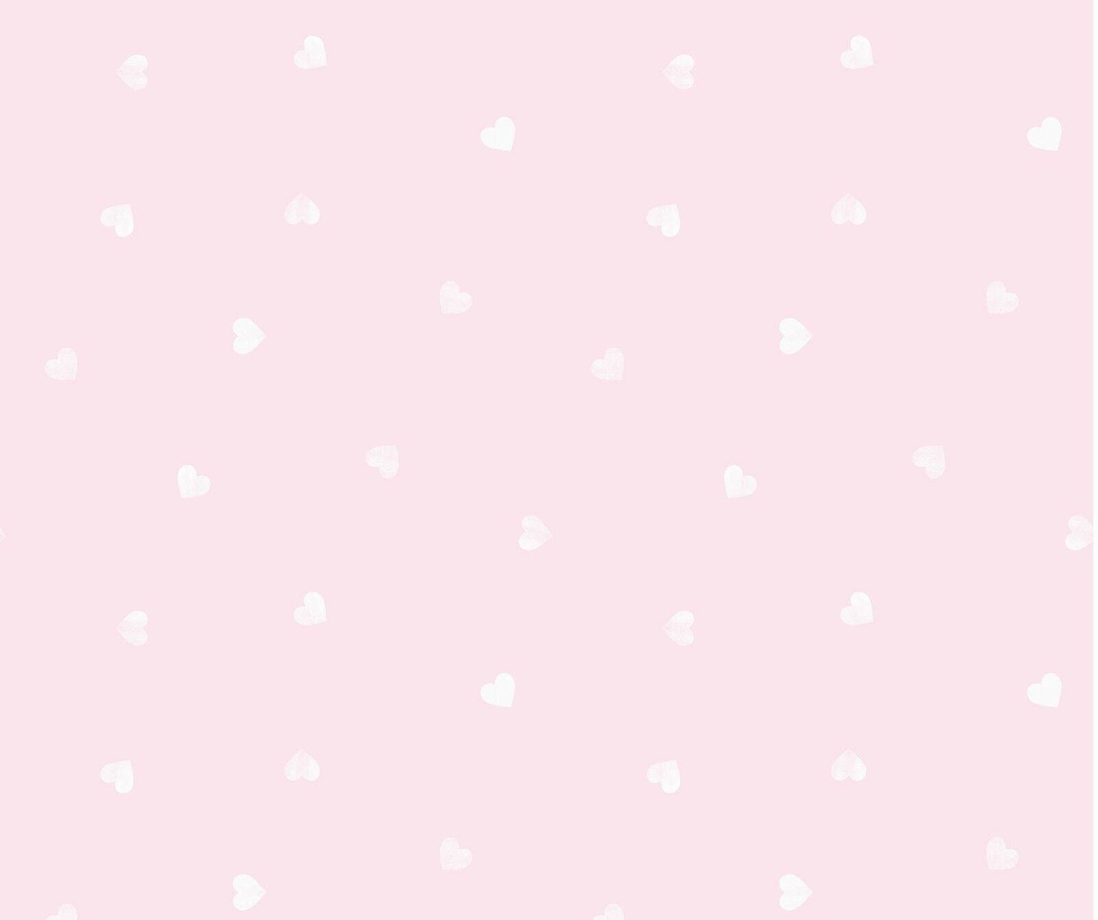 white hearts, soft pink background, scattered, HD Desktop Wallpaper