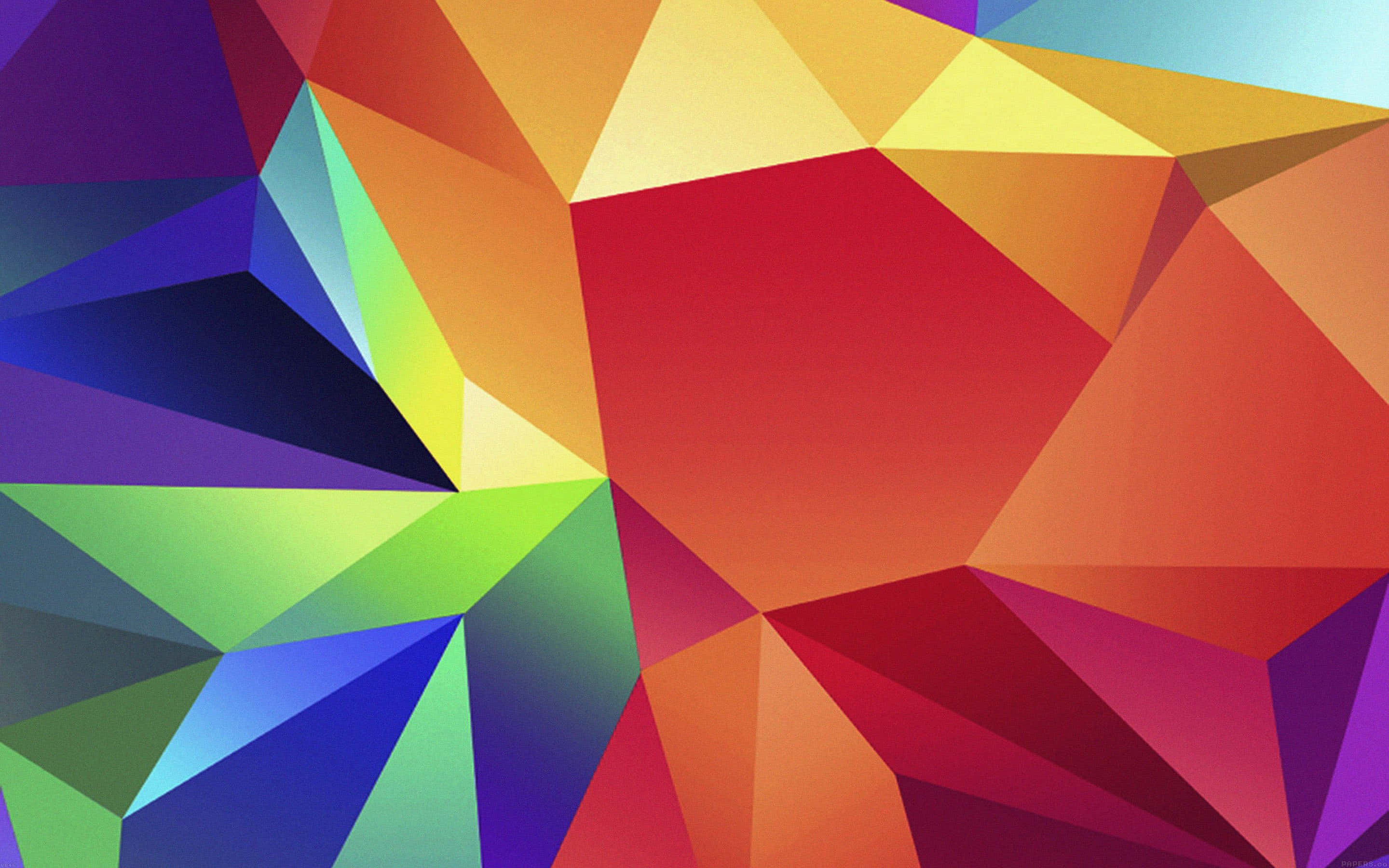 geometric polygonal pattern, rainbow hues, abstract composition, 2K Desktop Wallpaper