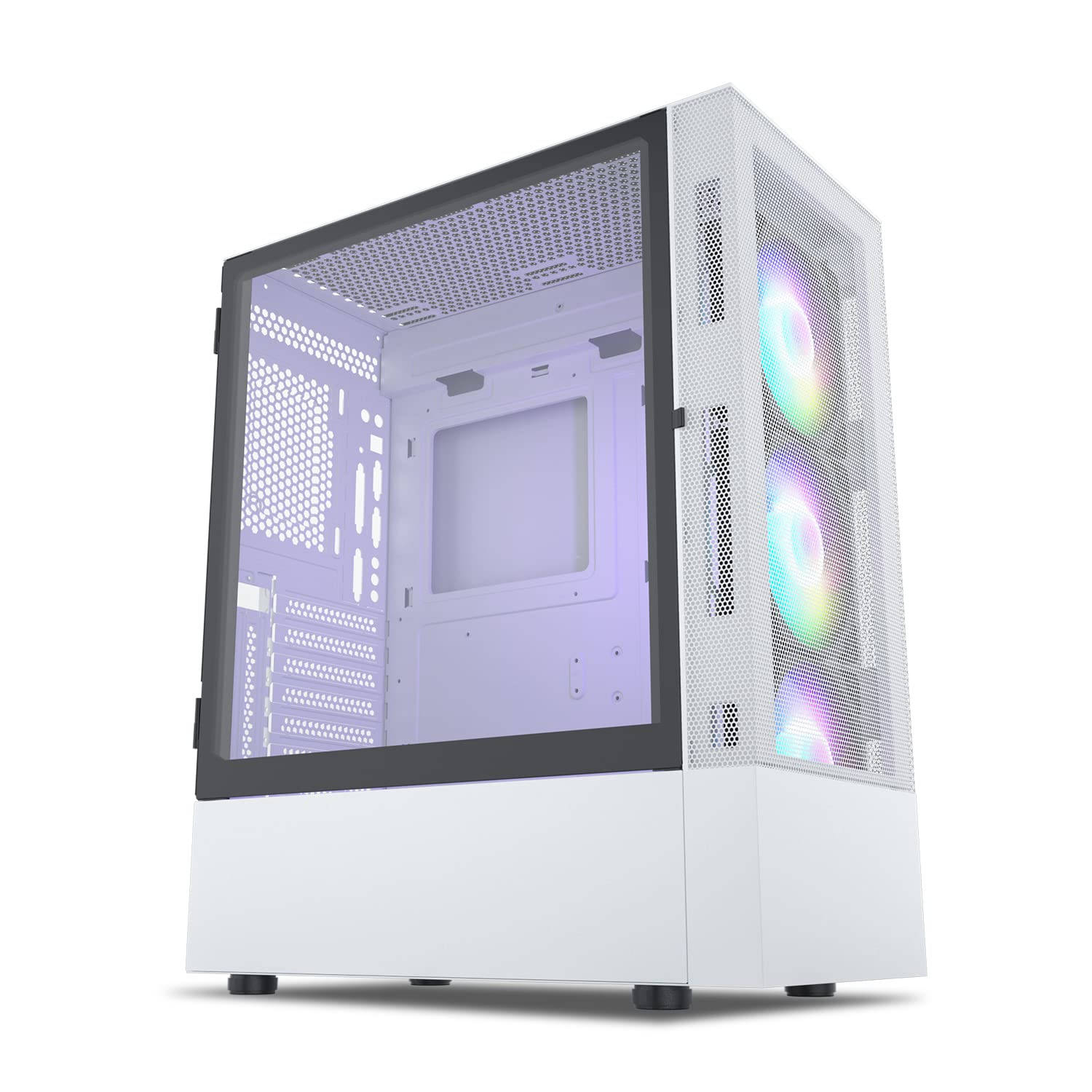 White PC, sleek white computer case, transparent side panel, HD Desktop Wallpaper