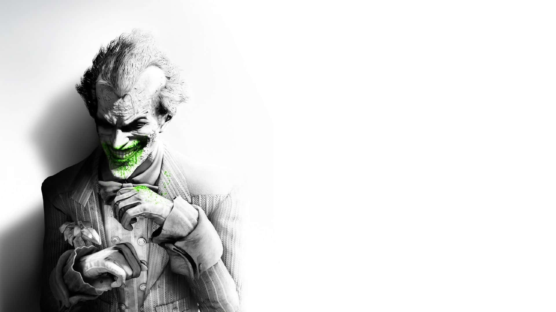White PC, joker, green smeared grin, Full HD Desktop Wallpaper