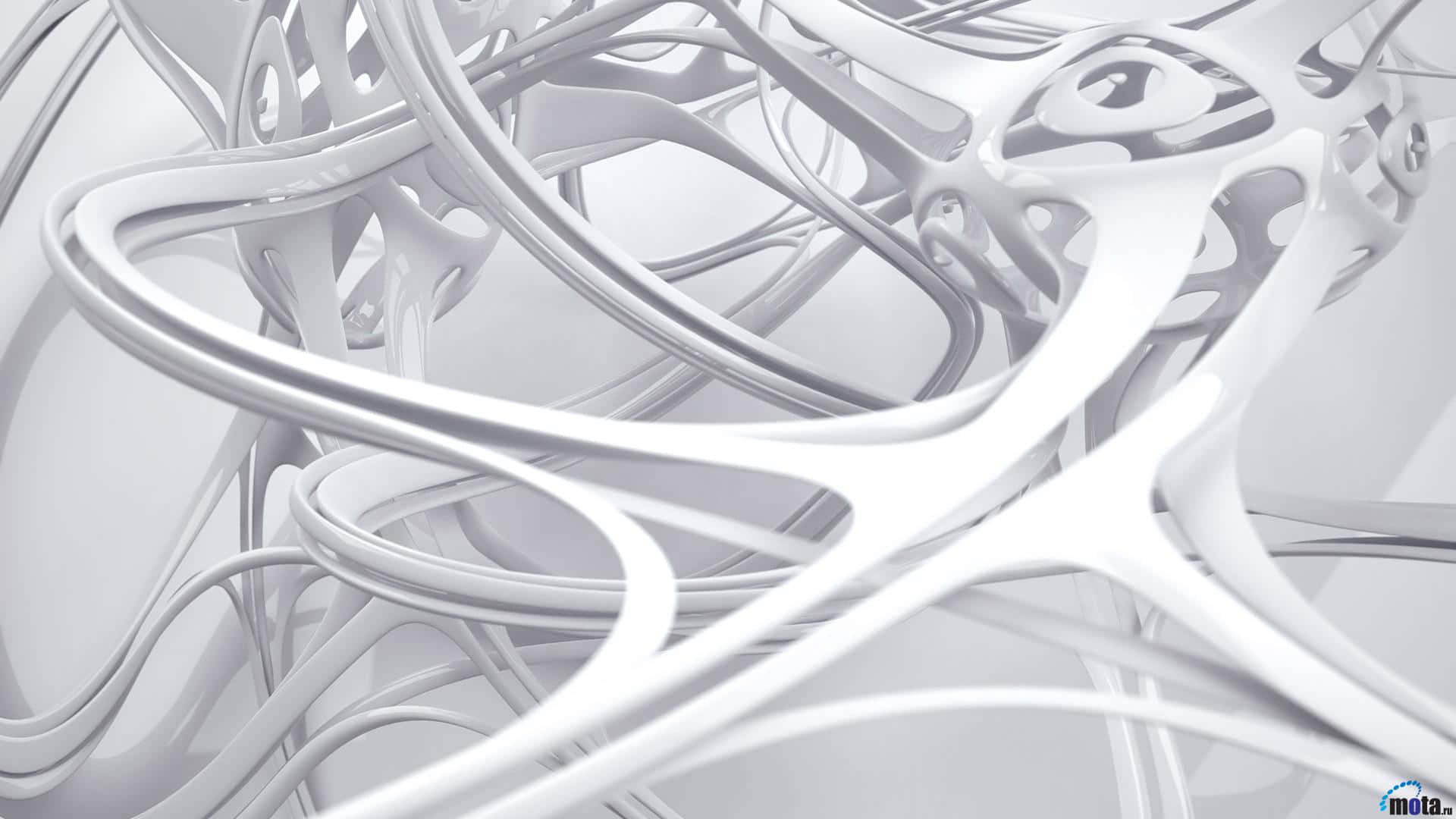 White PC, smooth white organic curves, futuristic abstract sculpture, Full HD Desktop Wallpaper